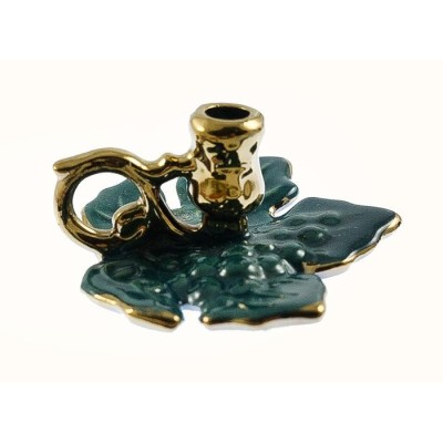 Ceramic Candle holder “Leaf with gold” small