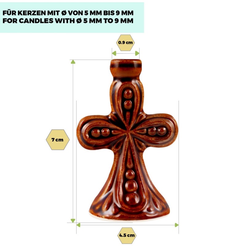 Ceramic Candle holder "Cross" big