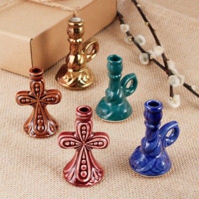 Ceramic Candle holder "Cross" big