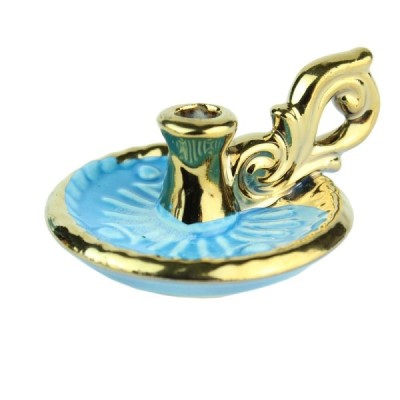 Ceramic Candle holder "Saucer with gold"