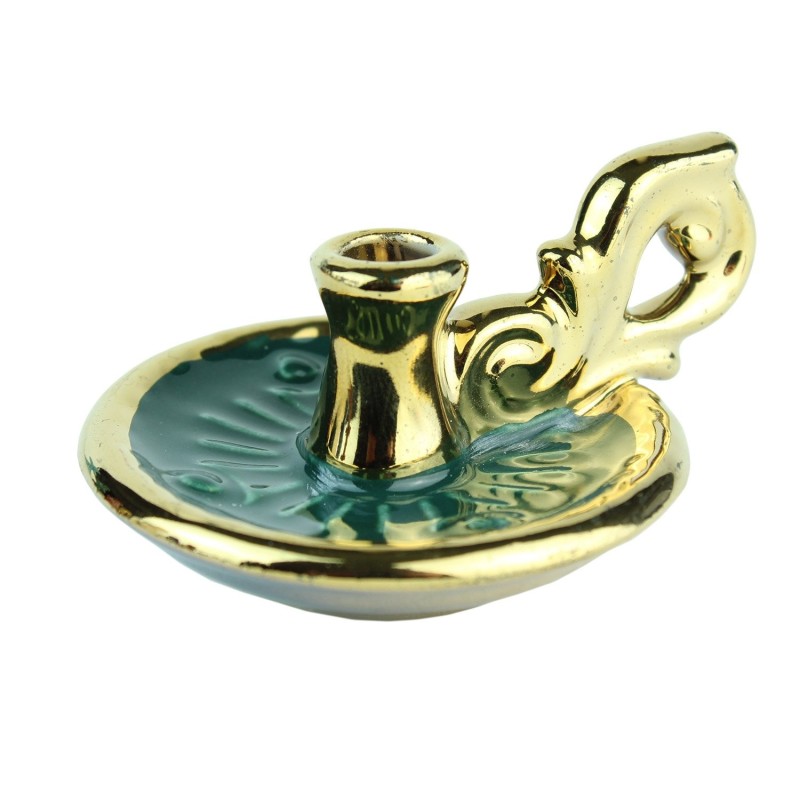 Ceramic Candle holder "Saucer with gold"