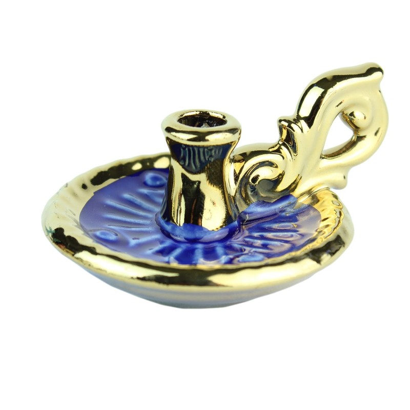 Ceramic Candle holder "Saucer with gold"