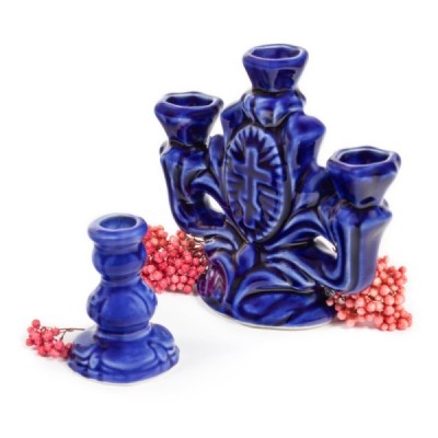 Ceramic Candle holder "Tee" blue