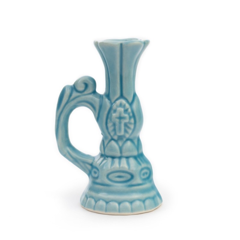 Ceramic Candle holder "Tulip" light blue