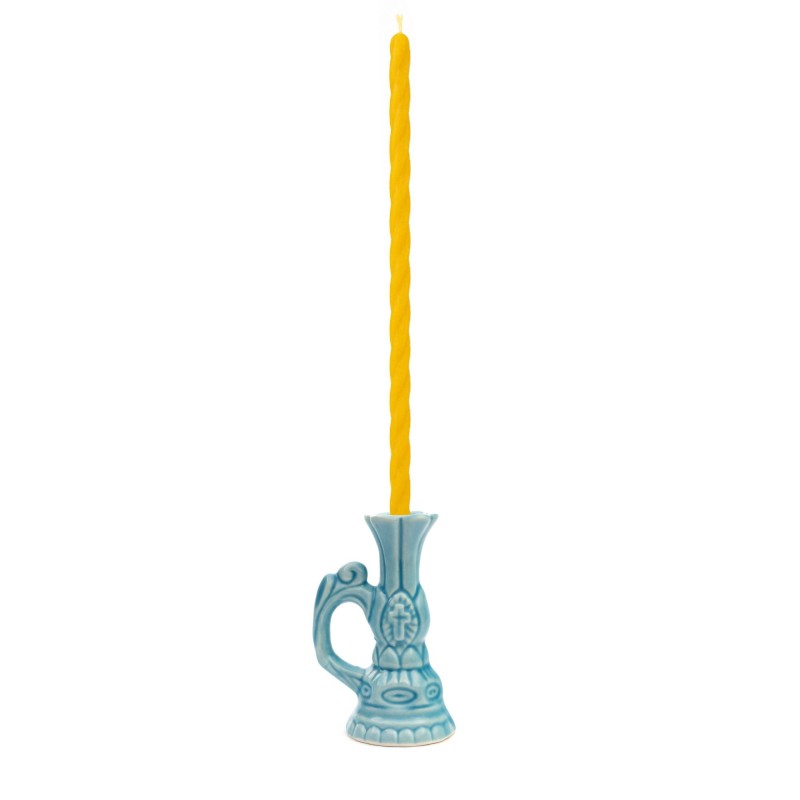 Ceramic Candle holder "Tulip" light blue