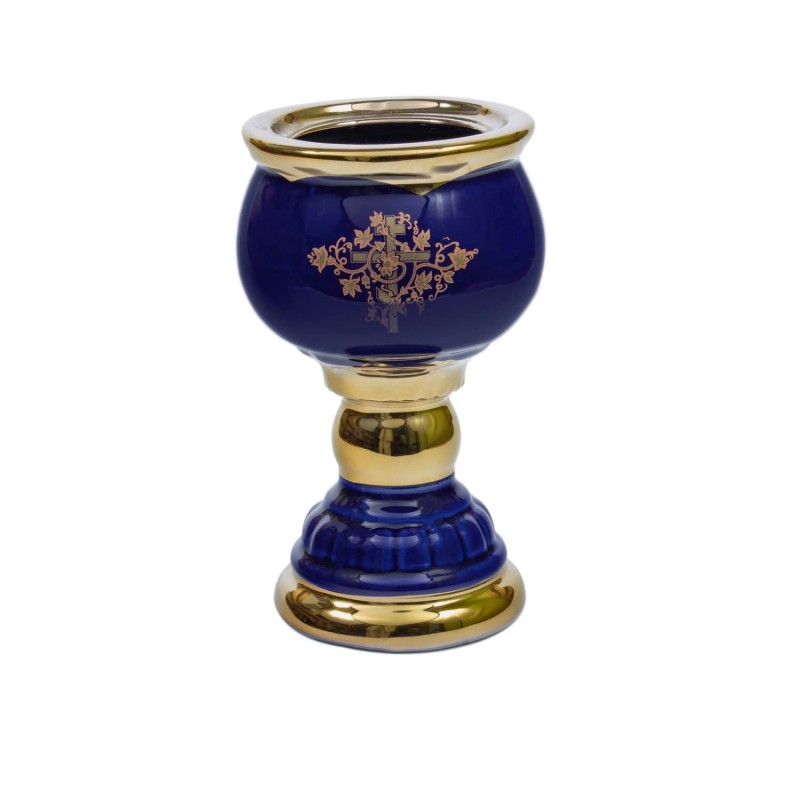 Ceramic Oil lamp "Cup" big, blue