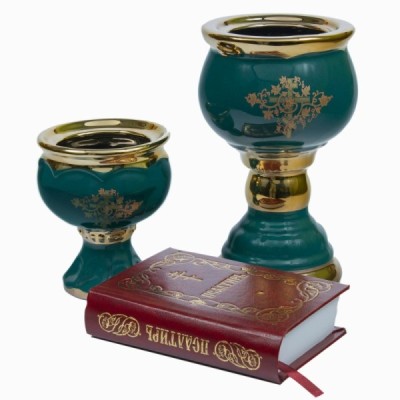 Ceramic Oil lamp "Cup" medium, green