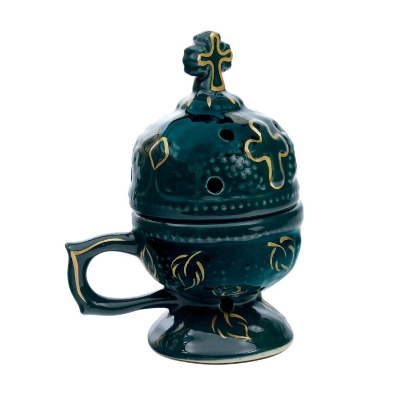 Handmade censer for home use, green