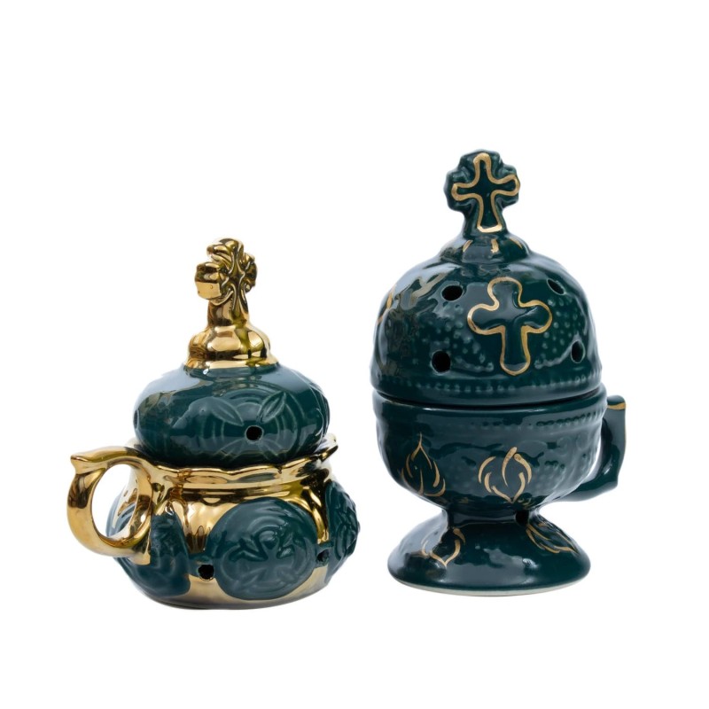 Handmade censer for home use, green