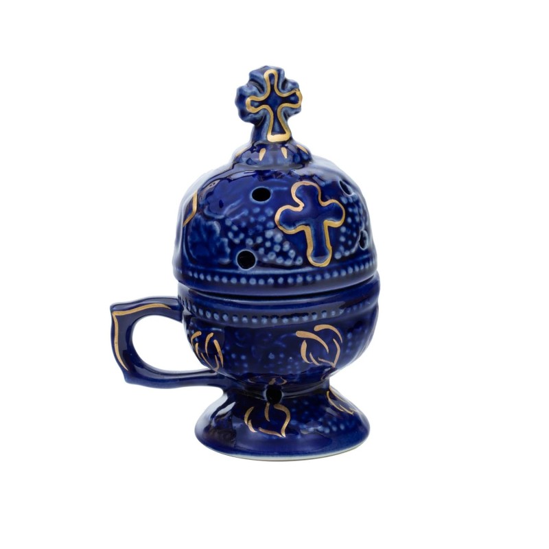 Handmade censer for home use, blue