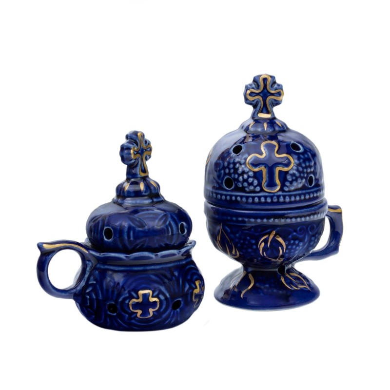 Handmade censer for home use, blue