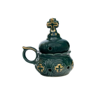 Handmade small censer for home use, green