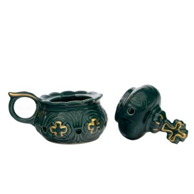 Handmade small censer for home use, green