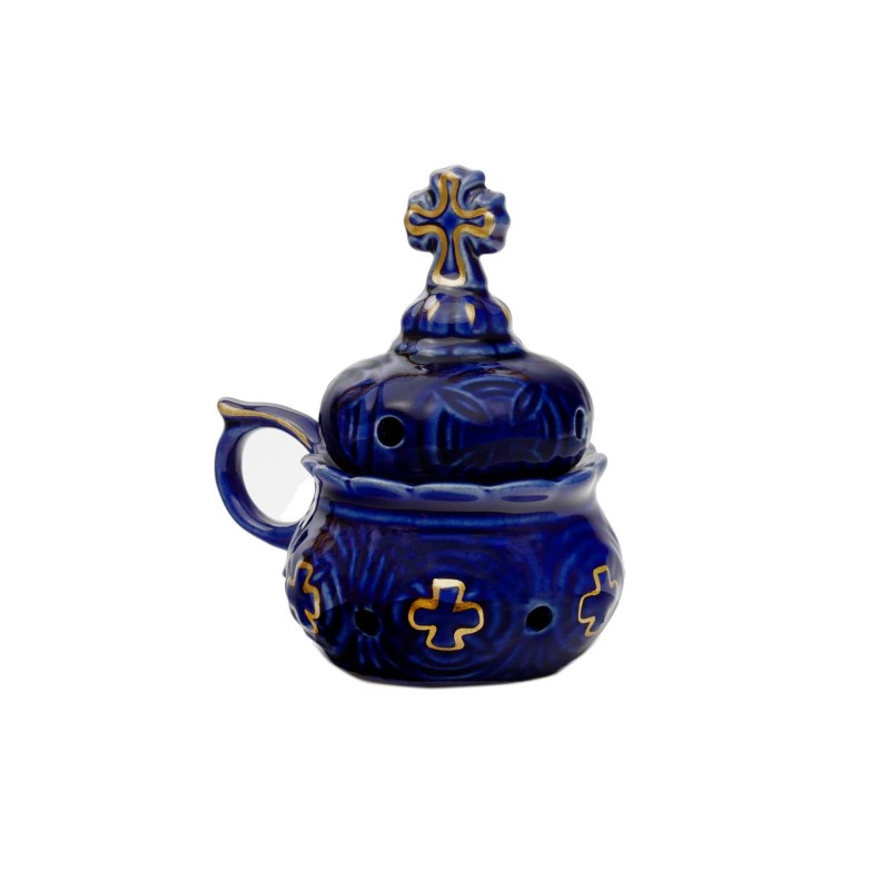 Handmade small censer for home use, blue