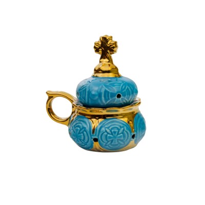 Handmade small censer for home use, light blue