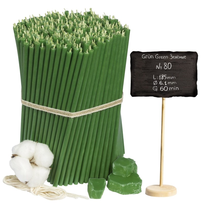 Diveevo Green Beeswax Church Candles N80