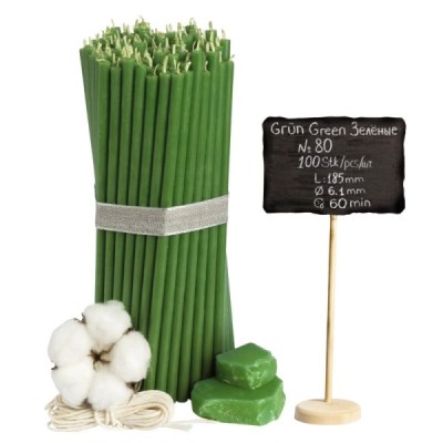 Diveevo Green Beeswax Church Candles N80