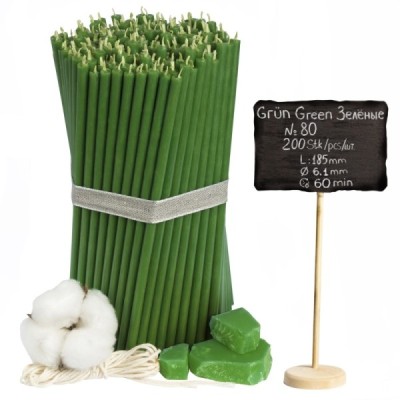 Diveevo Green Beeswax Church Candles N80