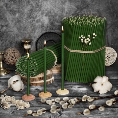 Diveevo Green Beeswax Church Candles N120