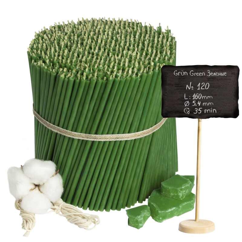 Diveevo Green Beeswax Church Candles N120