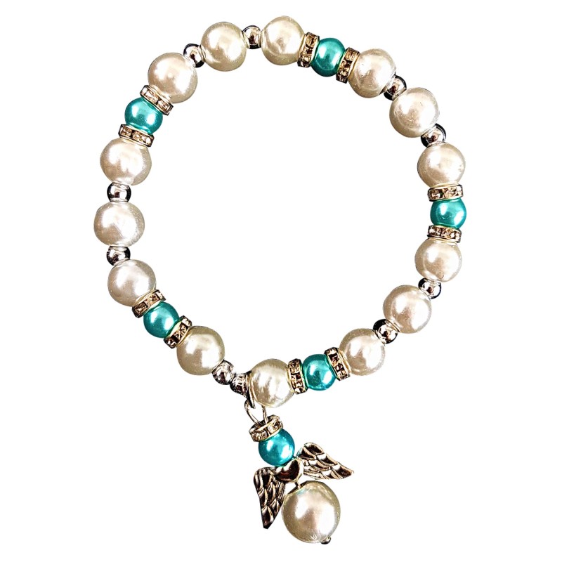 Браслет "Ангел", имитация речного жемчуга,разноцветный