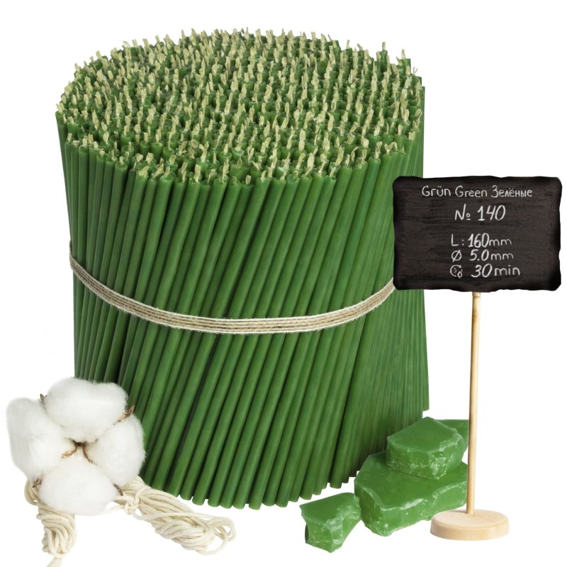 Diveevo Green Beeswax Church Candles N140