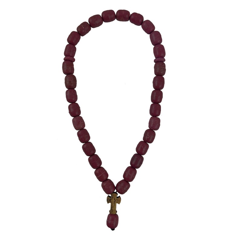 Чётки из ладанного дерева с деревянным крестиком, красные
