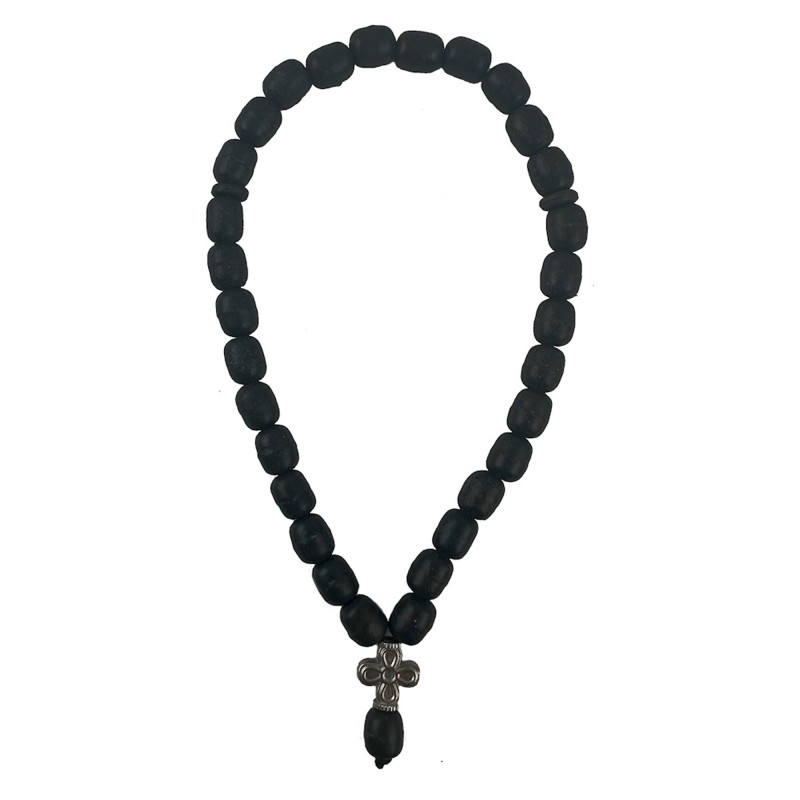 Чётки из ладанного дерева с металлическим крестиком, черные
