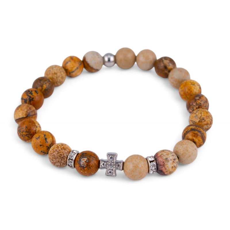 Браслет Яшма песочная Крест
