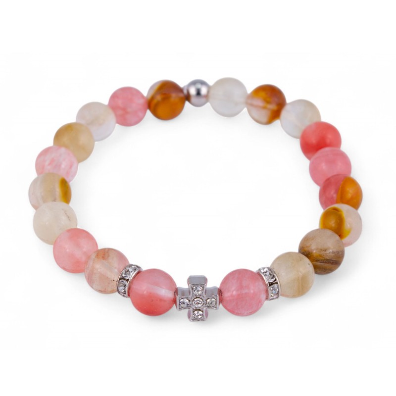 Браслет Арбузный кварц Крест