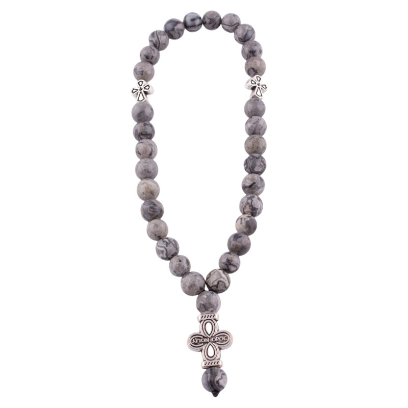 Четки из Яшмы серой 30 бусин