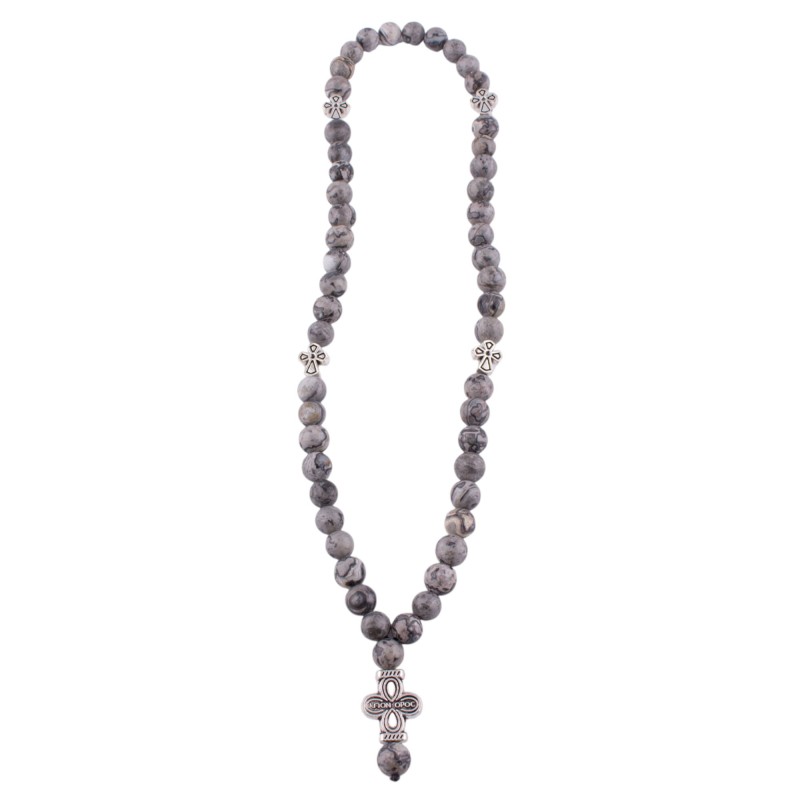 Четки из Яшмы серой 50 бусин