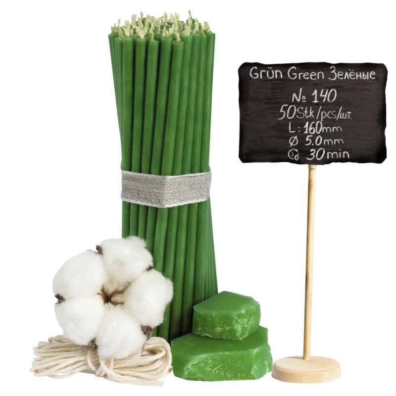 Diveevo Green Beeswax Church Candles N140