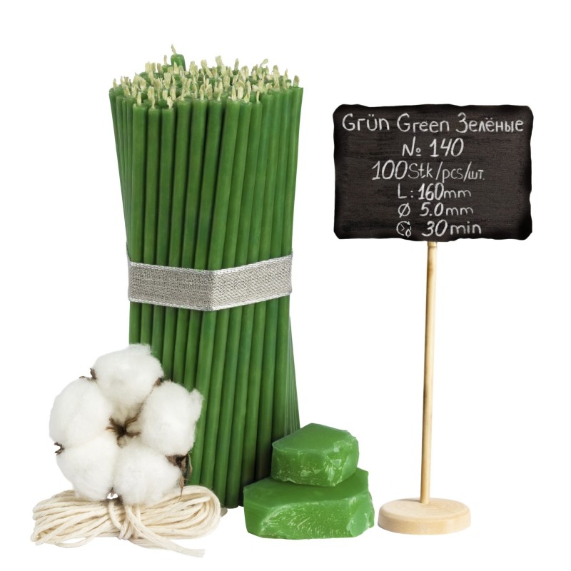 Diveevo Green Beeswax Church Candles N140