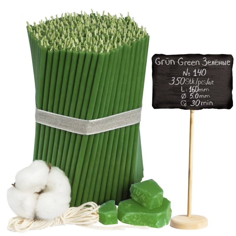 Diveevo Green Beeswax Church Candles N140