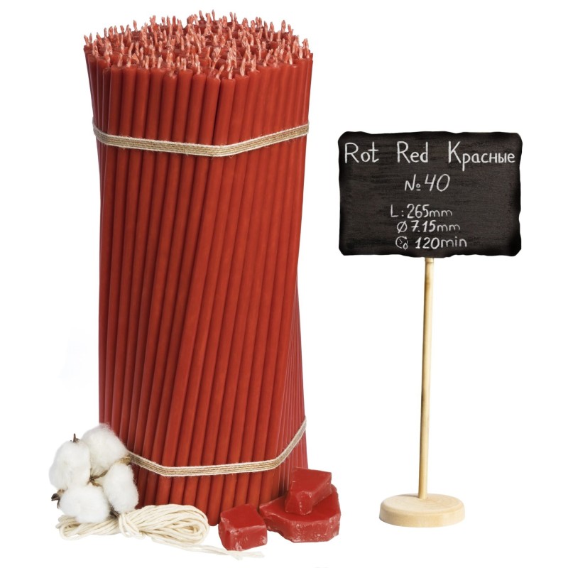 Diveevo Red Beeswax Church Candles N40