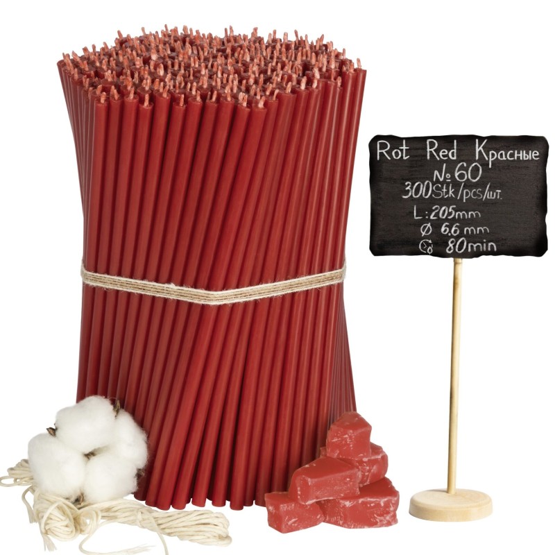 Diveevo Red Beeswax Church Candles N60