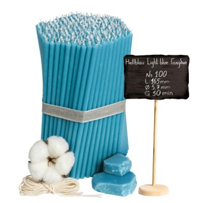 Blue church candles made of beeswax No. 100 250 Stk