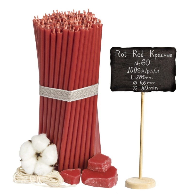 Diveevo Red Beeswax Church Candles N60