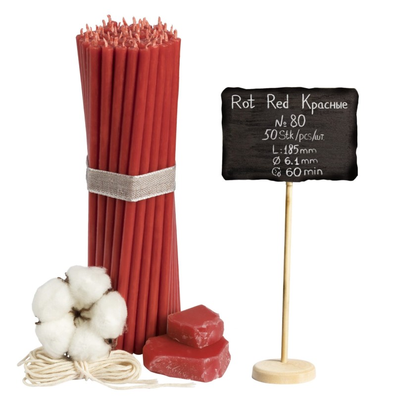 Diveevo Red Beeswax Church Candles N80