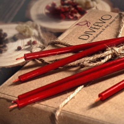 Diveevo Red Beeswax Church Candles N120