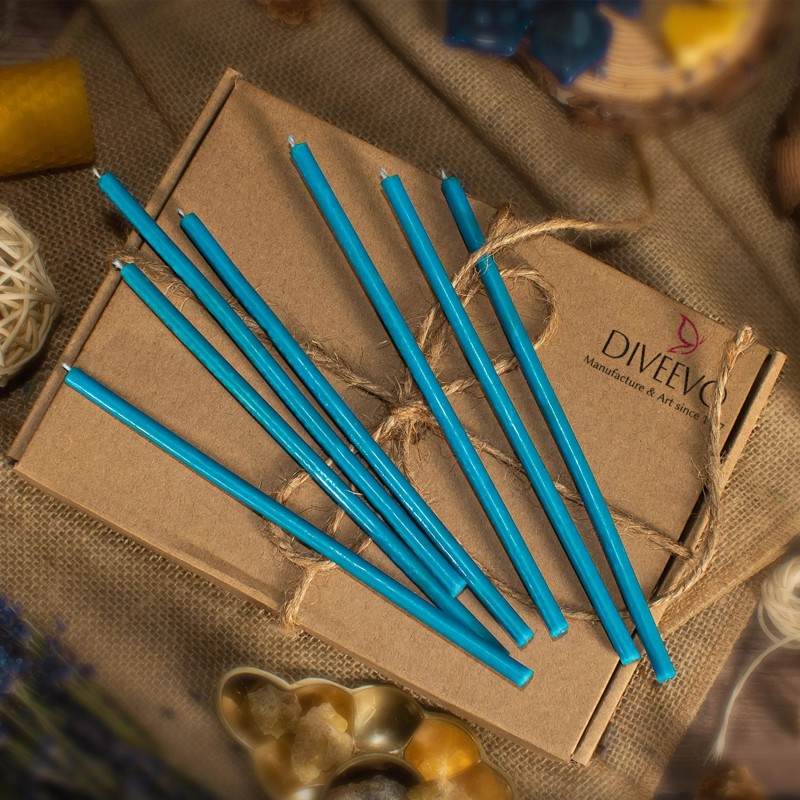 Light blue church candles made of beeswax No. 120