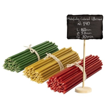 150 pcs Coloured bundle of beeswax candles 3 colours N140: yellow, green, red