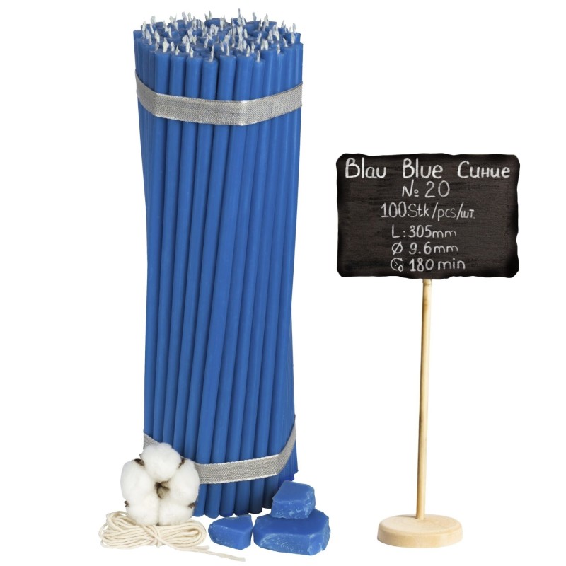 Diveevo Blue Beeswax Church Candles N20