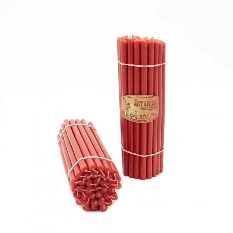 Diveevo altar wax candles (red) 20.5 cm 1 kg, 38 pcs